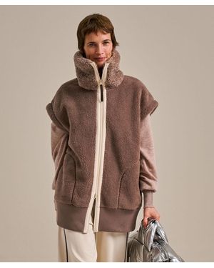 BAM Cocoon Longline Fleece Gilet - Brown