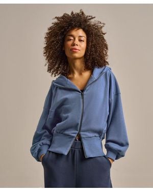 BAM Clothing Athletic Zip Through Hoody Turtle Dove - Blue