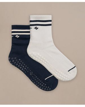 BAM Pilates Grip Crew Socks - Blue