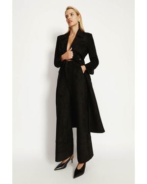 Bardot Vegan Suede Longline Coat - Black