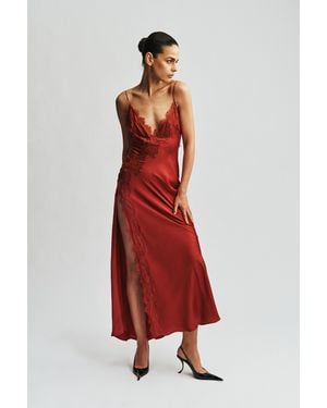 Bardot Serena Lace Detail Maxi Dress - Red