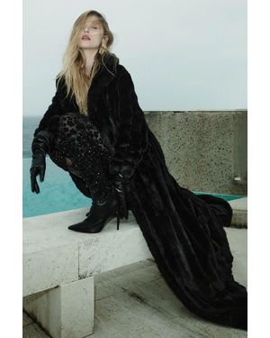 Bardot Marta Faux Fur Longline Coat - Green