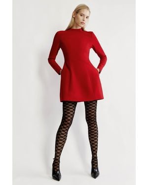 Bardot Delphi Long Sleeve Mini Dress - Red