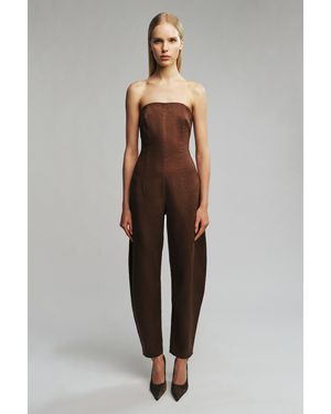 Bardot Lysette Barrel Linen Jumpsuit - Brown