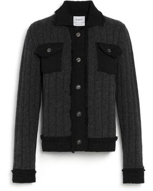 Barrie Denim Jacket In Ribbed Knit - Black