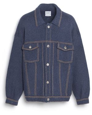 Barrie Denim Oversized Cashmere And Cotton Jacket - Blue