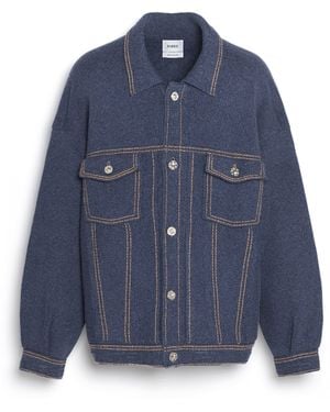 Barrie Denim Oversized Cashmere And Cotton Jacket - Blue
