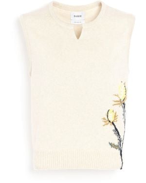 Barrie Thistle Motif Cashmere Top - Natural