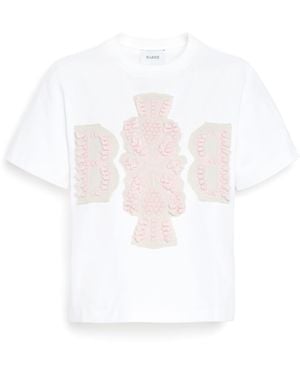 Barrie Cropped T-Shirt With Logo Cashmere Patch - White