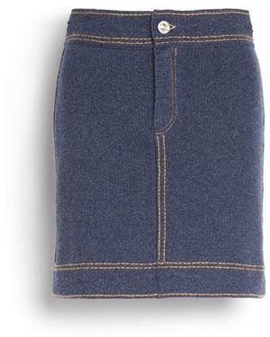 Barrie Denim Cashmere And Cotton Skirt - Blue