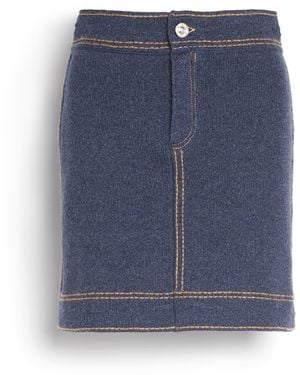Barrie Denim Cashmere And Cotton Skirt - Blue