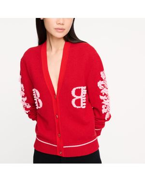 Barrie Cashmere B Logo V-neck Cardigan - Red