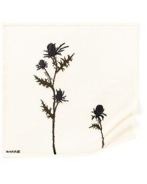 Barrie Cashmere Scarf With Embossed Thistle Motif - Natural