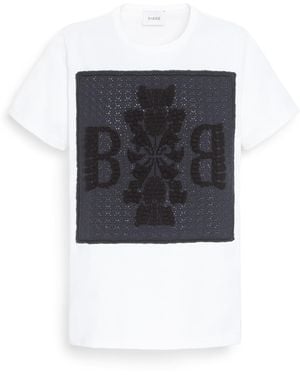 Barrie Cashmere Lace T-shirt With B Logo Patch - Black