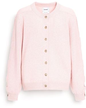 Barrie Wool Cardigan With Ribbon On The Sleeves - Pink
