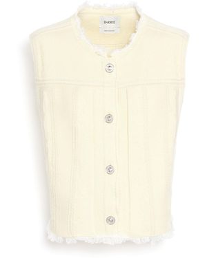 Barrie Denim Fringed Cashmere And Cotton Sleeveless Jacket - Natural