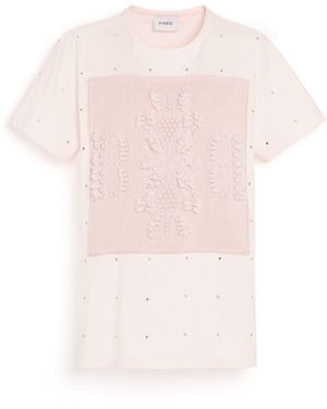 Barrie Sparkling T-shirt With Cashmere B Logo Patch - Pink