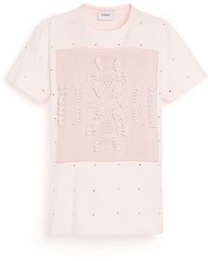 Barrie Sparkling T-shirt With Cashmere B Logo Patch - Pink