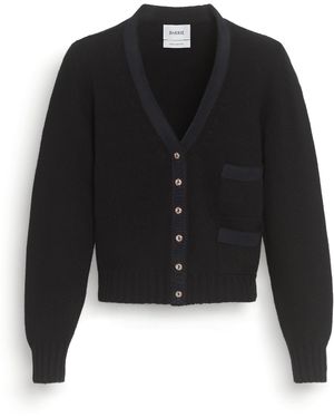 Barrie Wool Cardigan With Ribbon Detail - Black