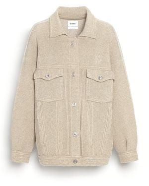 Barrie Denim Patchwork Oversized Cashmere And Cotton Jacket - Natural