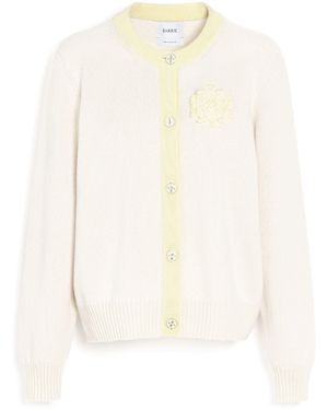 Barrie Marled Cashmere Cardigan With B Logo - Natural