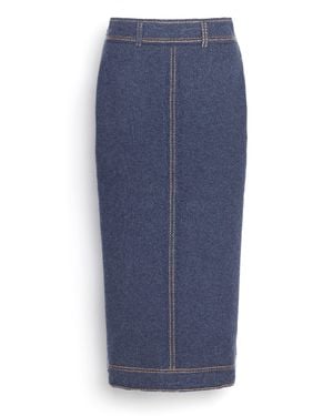 Barrie Long Denim Skirt In Cashmere And Cotton - Blue