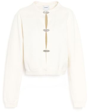 Barrie Cashmere Cardigan With Tone-on-tone Gem Details - White