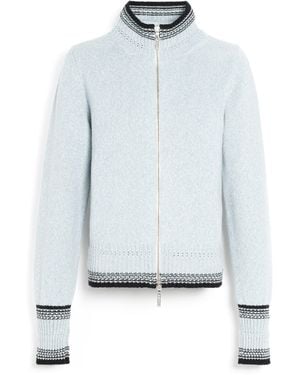 Barrie Mottled Cashmere Zip-up Cardigan - Blue