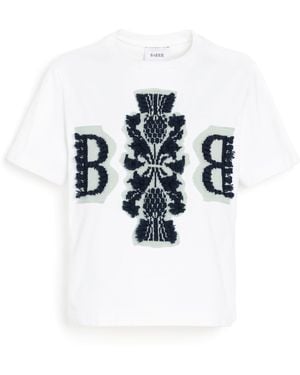 Barrie Cropped T-Shirt With Logo Cashmere Patch - White