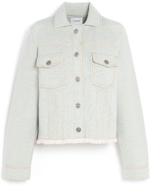 Barrie Denim Jacket With Pleated Back In Cashmere And Cotton - White
