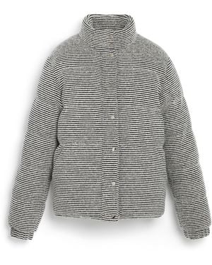 Barrie Down Jacket In Cashmere, Wool And Silk With Thin Stripes - Grey