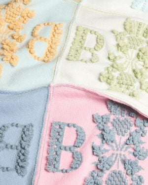 Barrie B Logo Cashmere Patchwork Blanket - Grey