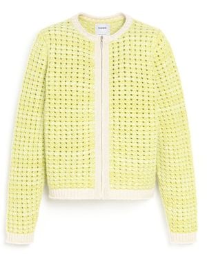 Barrie Crochet Knit Zip-Up Cardigan - Yellow