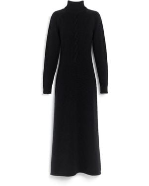 Barrie Long Cashmere Dress With Cable-knit Detail - Black