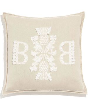 Barrie Logo Cashmere Cushion - Natural