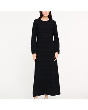 Barrie Long Cashmere And Cotton Dress With Lace Stripes - Black