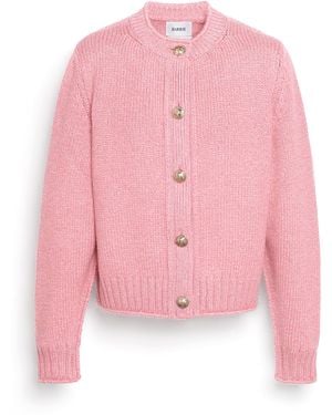 Barrie Cardigan In Chunky Cashmere With Gold Buttons - Pink