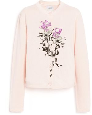 Barrie Cashmere Cardigan With Floral Motif - Pink