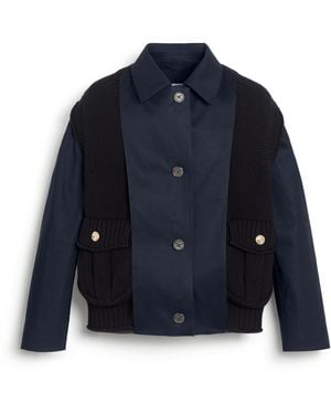 Barrie Short Raincoat With Layered Cashmere Waistcoat - Blue