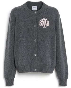 Barrie Marled Cashmere Cardigan With B Logo - Grey
