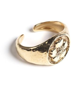 Barrie Floral Motif Scarf Ring - Red