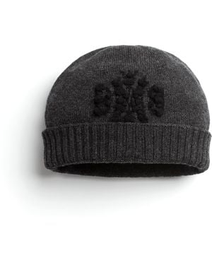 Barrie Cashmere Beanie Hat With B Logo - Black