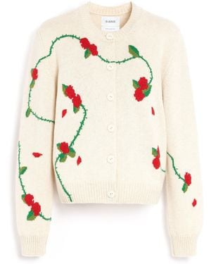Barrie Cashmere Cardigan With Floral Motif - White