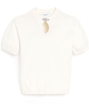Barrie Cashmere Top With Tone-on-tone Gem Details - White