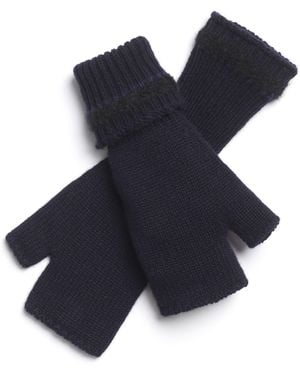 Barrie Shearling-effect Cashmere Fingerless Gloves - Blue