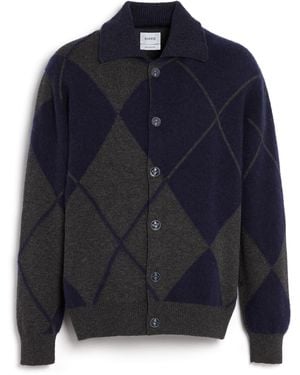 Barrie Cashmere Cardigan With A Tartan Motif - Blue