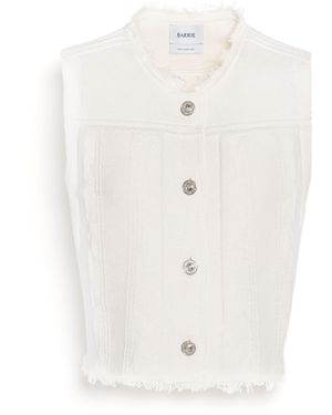 Barrie Denim Fringed Cashmere And Cotton Sleeveless Jacket - White