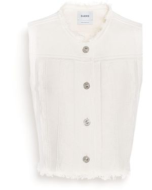 Barrie Denim Fringed Cashmere And Cotton Sleeveless Jacket - White