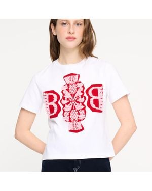 Barrie Cropped T-shirt With Logo Cashmere Patch - Red