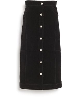 Barrie Suede-Effect Long Skirt - Black